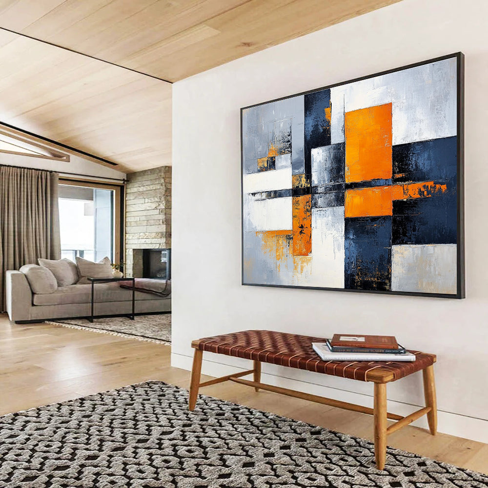 Geometric Color Block Art for Modern Office Reception & Contemporary Art Gallery SC100