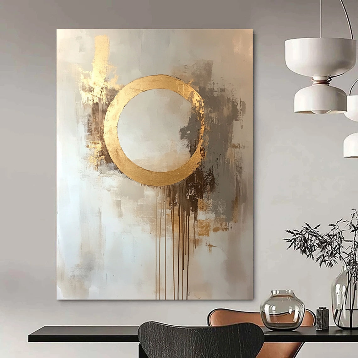 Gold Circle Abstract for Modern Living Room & Luxury Hotel Lobby STSC170