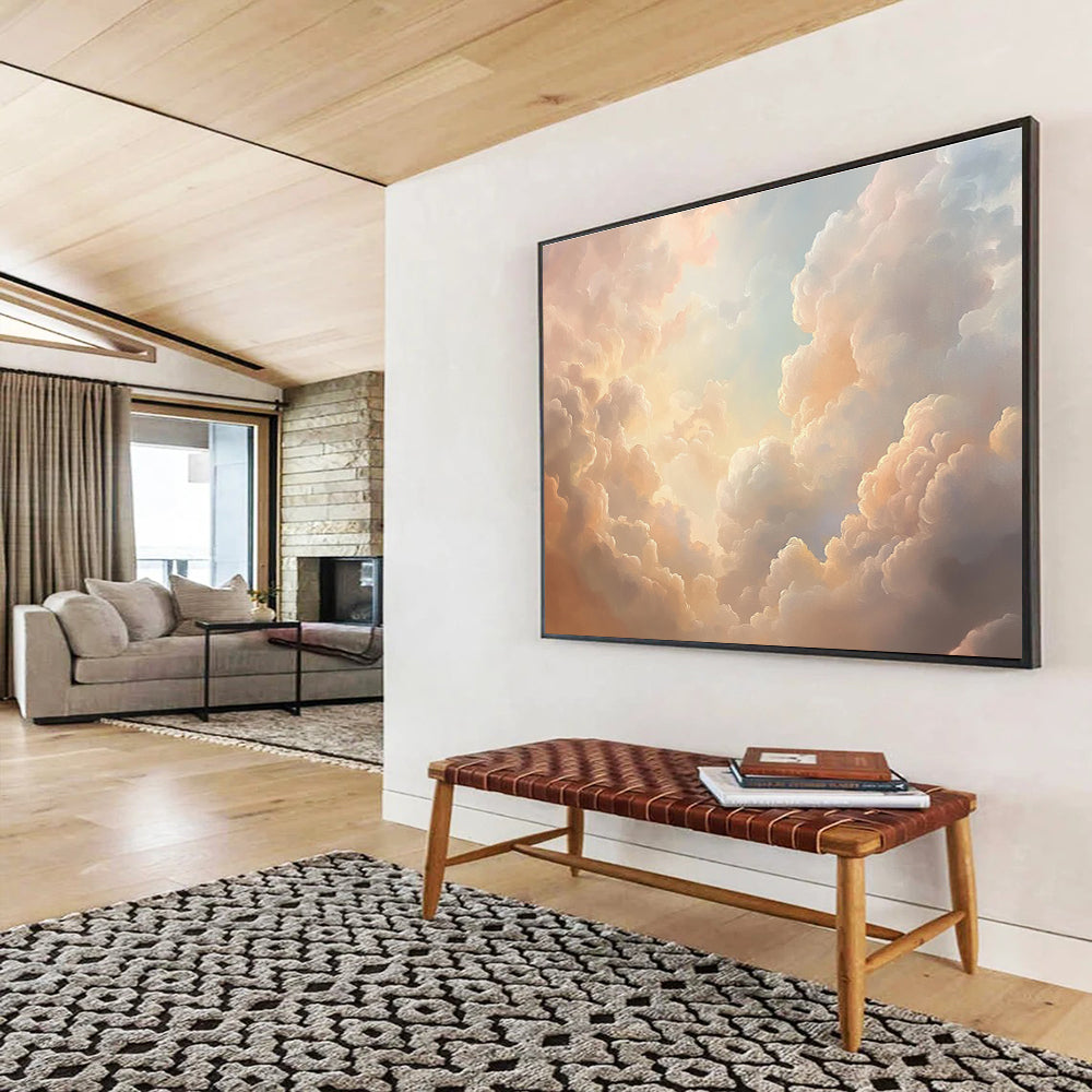 Fluffy Clouds in Sky Art for Children’s Bedroom & Yoga Studio SC406