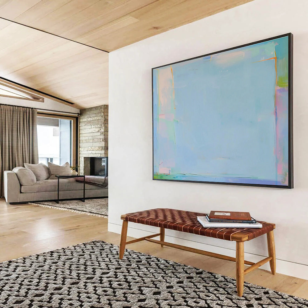 Light Blue Minimalist Abstract Art for Serene Bedroom DLZ2876