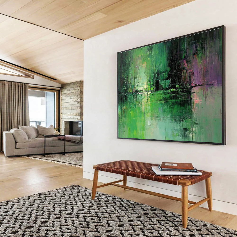 Green Forest Reflection Art for Eco - Friendly Resort Spa & Nature - Inspired Home Library SC114