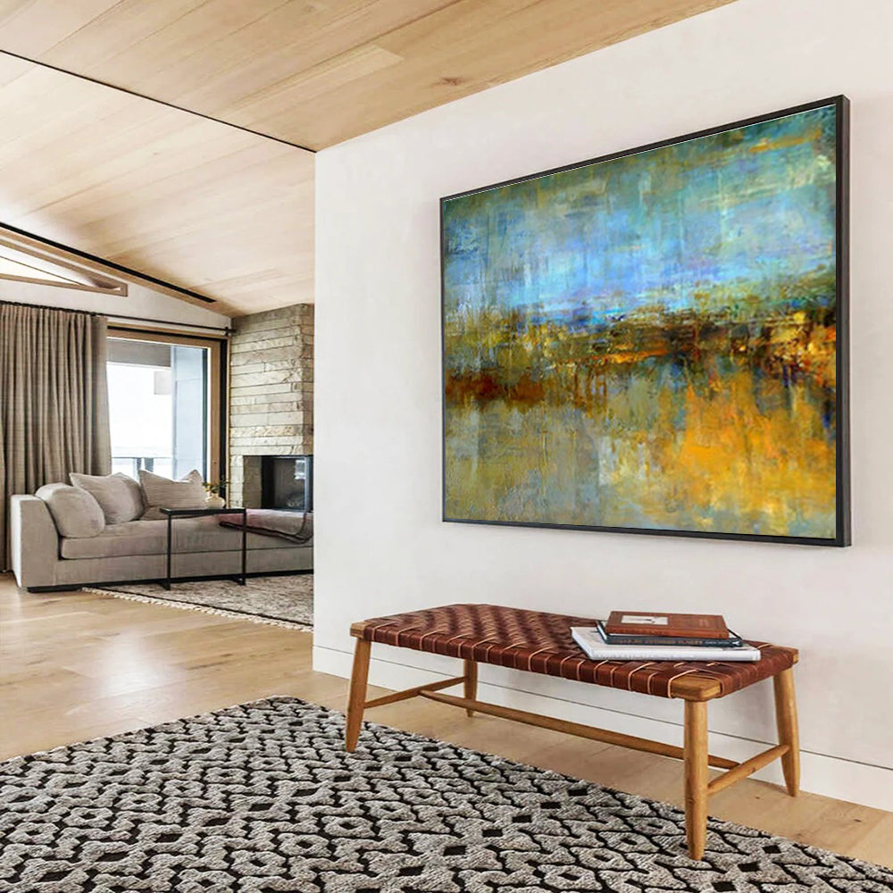 Blue - Yellow Urban Abstract Art for Modern Office DLZ2756