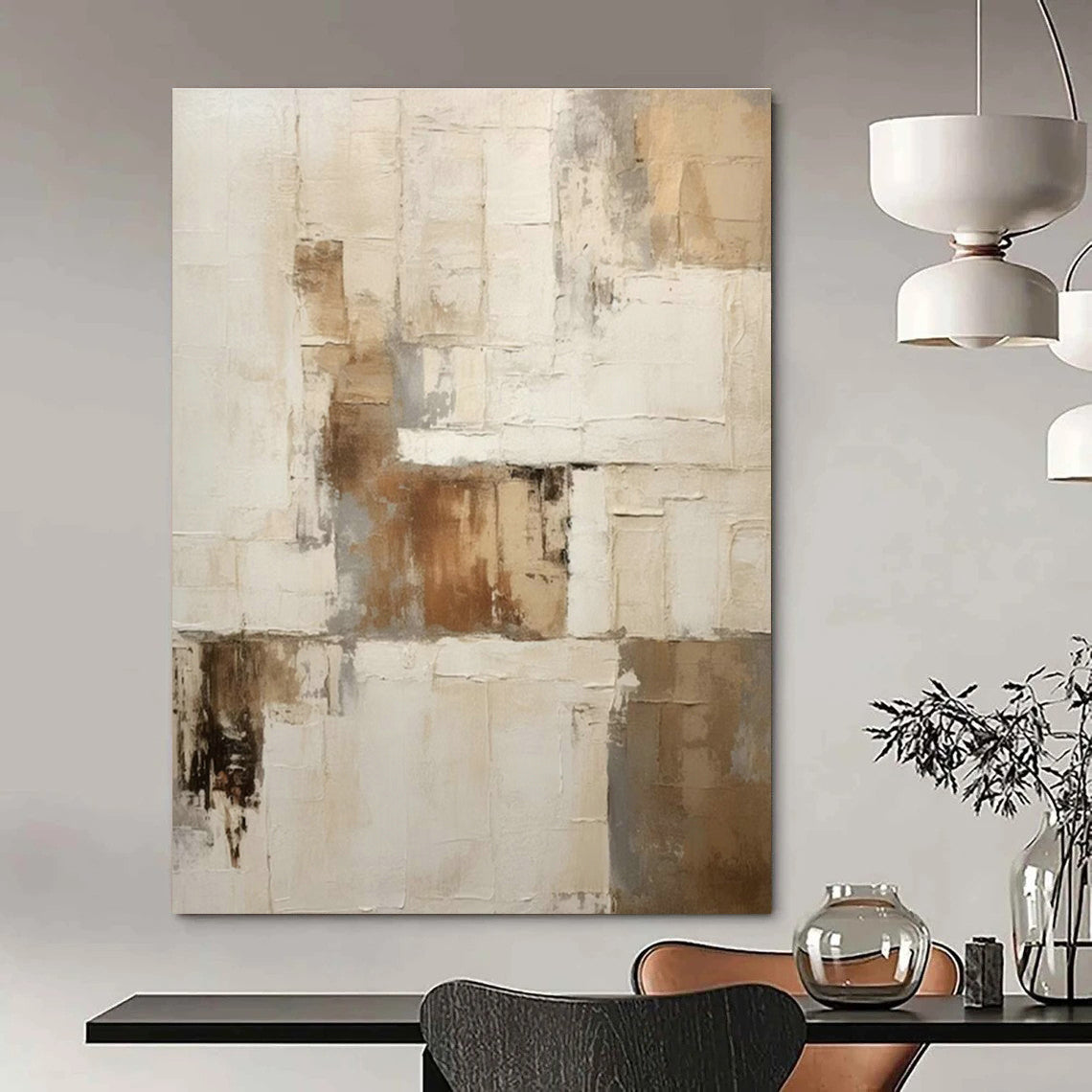 Soft Beige - Grey Abstract Art for Spa Retreat & Minimalist Nursery DLZ1317