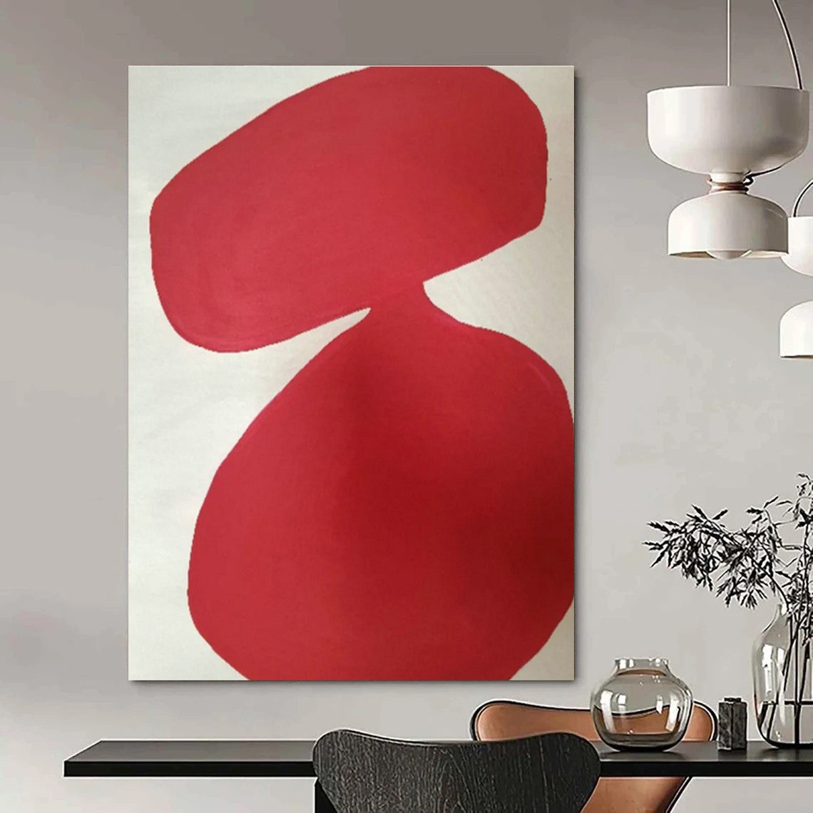 Red Double - Shape Abstract Art for Modern Bar & Art - Themed Party Venue DLZ1086