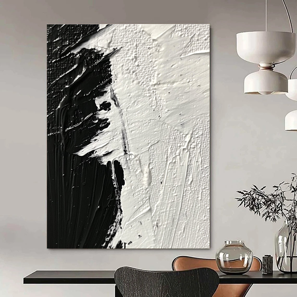 Black and White Textured Strokes for Industrial - Style Café & Modern Home Study STSC1282