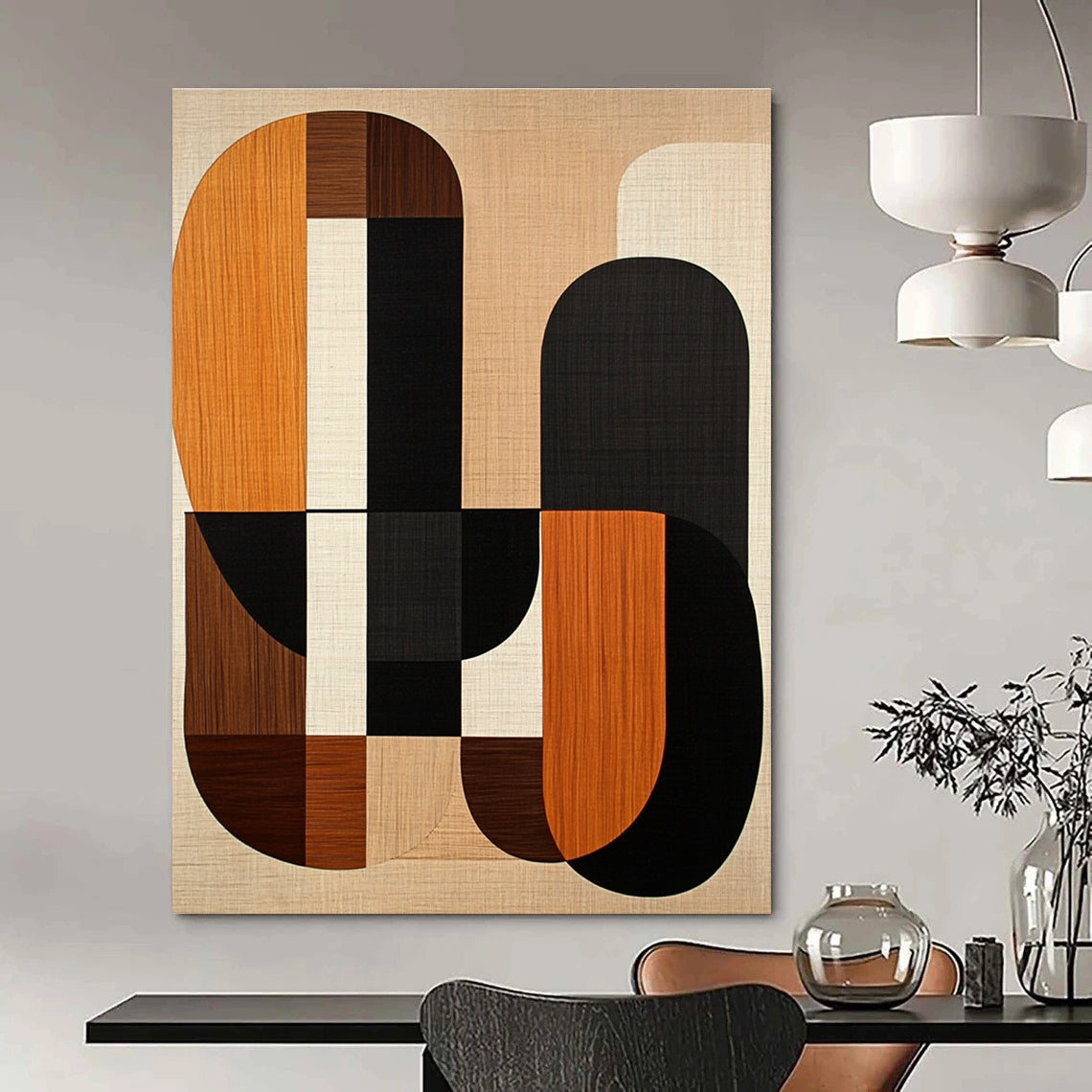 Wooden - Texture Geometric Shapes Art for Home Decor Store & Mid - Century Modern Living Room STSC1319