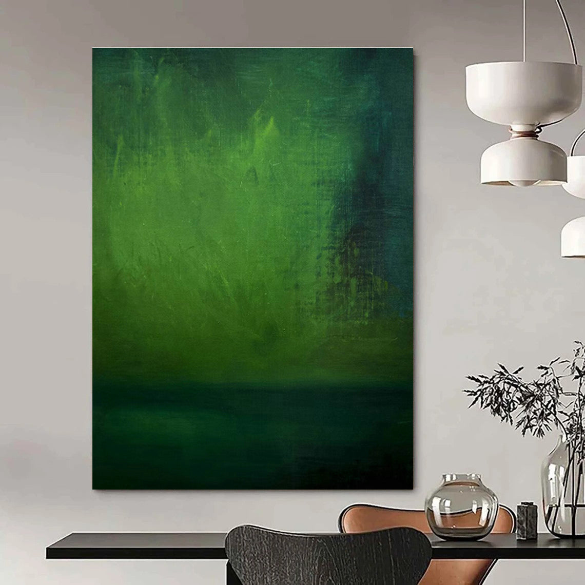 Deep Green Gradient Abstract Art for Home Library & Yoga Studio DLZ1195