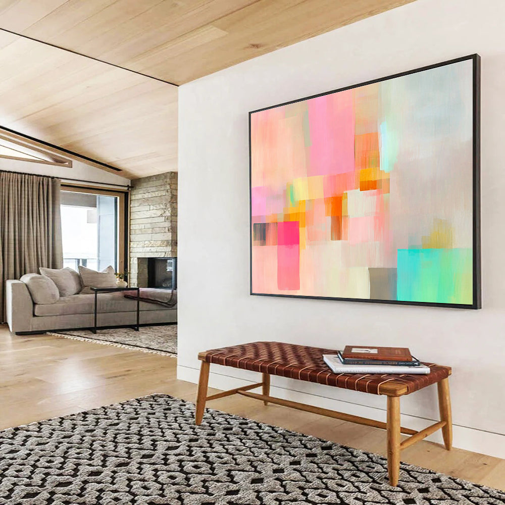 Pastel Geometric Abstract Art for Feminine Boutique & Cozy Café SC302