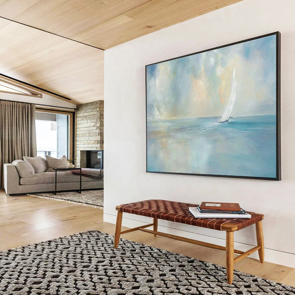 Seaside Sailboat Oil Painting for Nautical - Themed Study DLZ2820