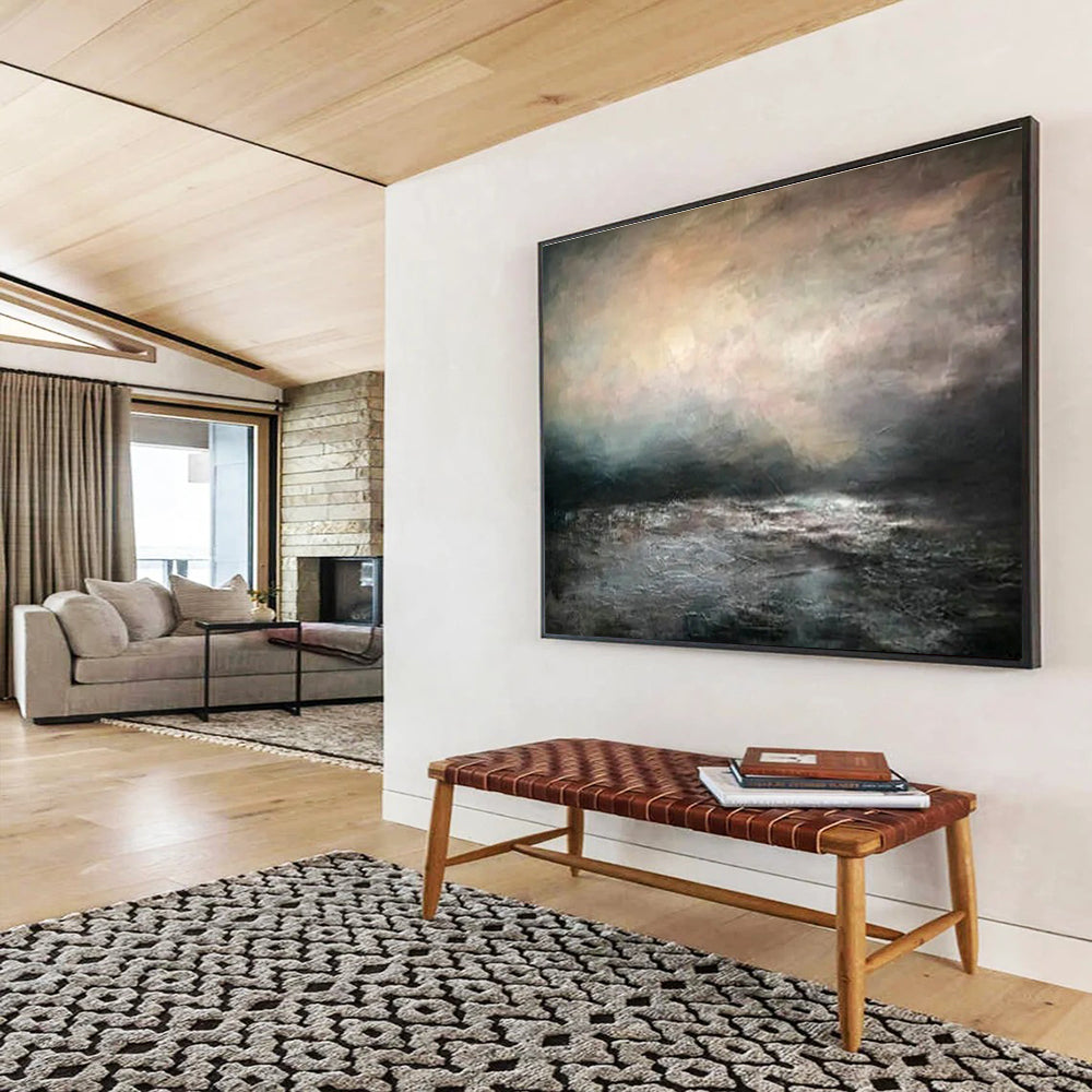 Dark Sea View Oil Painting for Industrial - Style Loft Office Spaces DLZ3153
