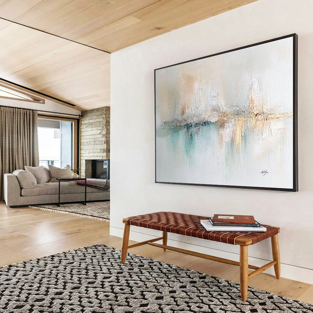 Light - Toned Abstract Landscape Art for Coastal Home Office & Serene Meditation Space SC208