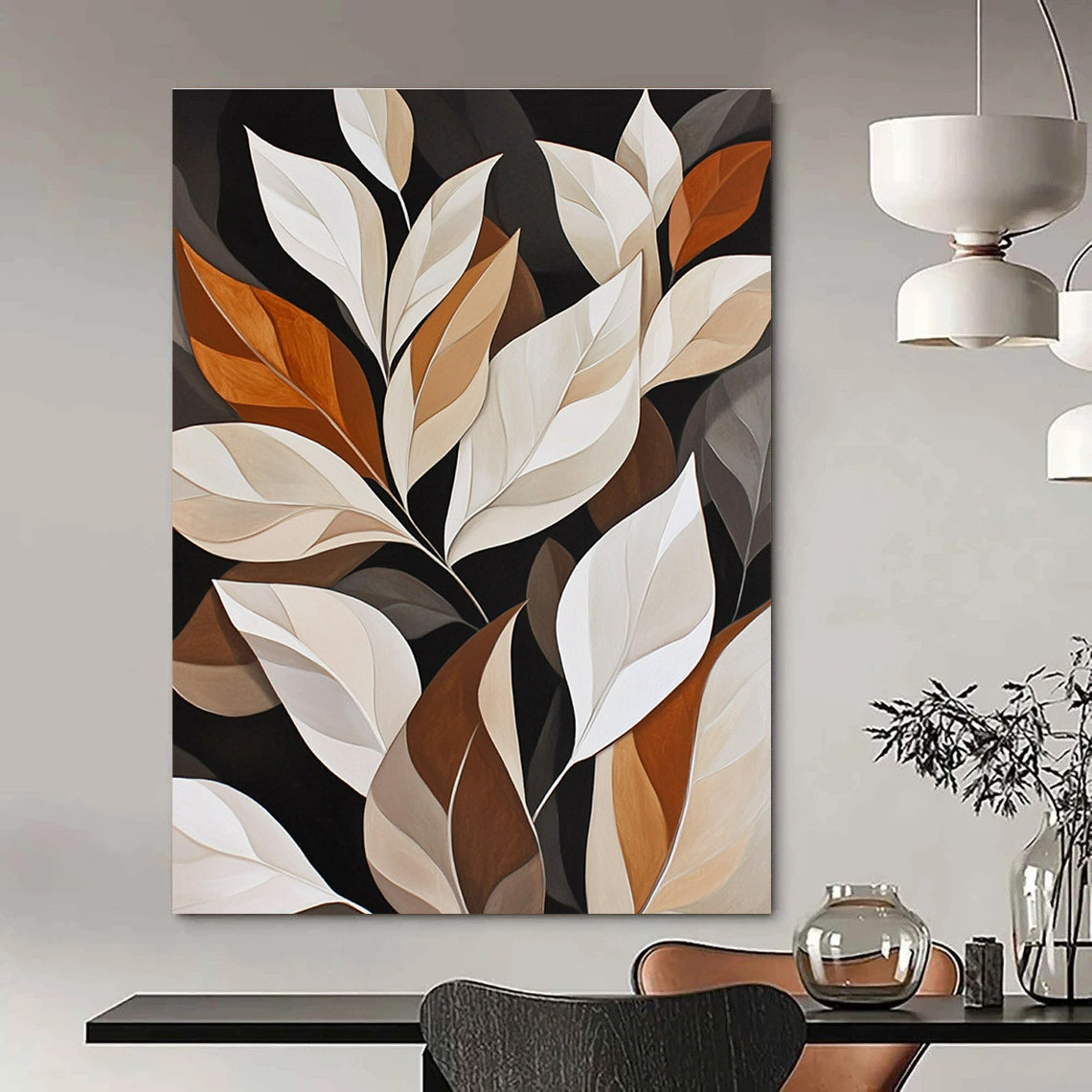 Neutral - Toned Leaves for Minimalist Living Room & Sophisticated Office STSC1151