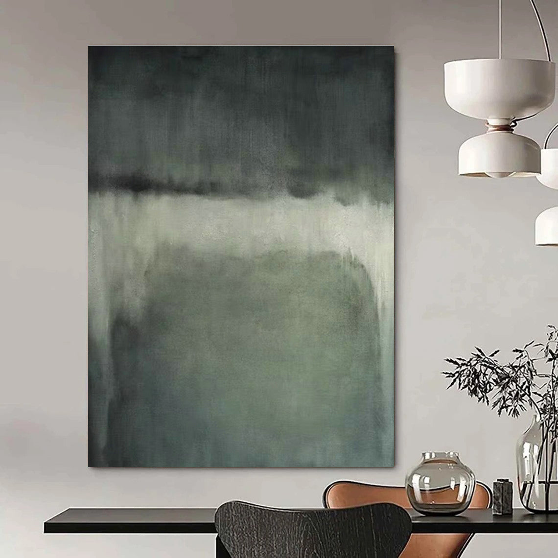 Gray - Green Gradient Abstract Art for Bedroom & Meditation Room DLZ1200