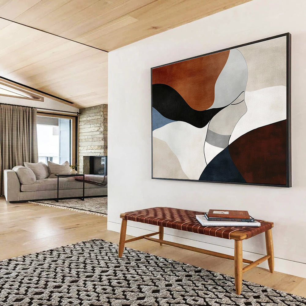 Abstract Figure in Earth Tones Art for Minimalist Bedroom & Sophisticated Wellness Center SC299