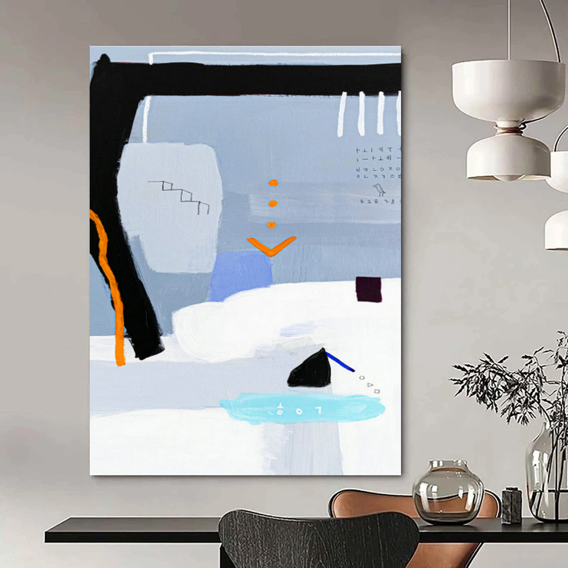 Light Blue Geometric Abstract Art for Scandinavian - Style Home & Art Gallery Pop - Up DLZ1104