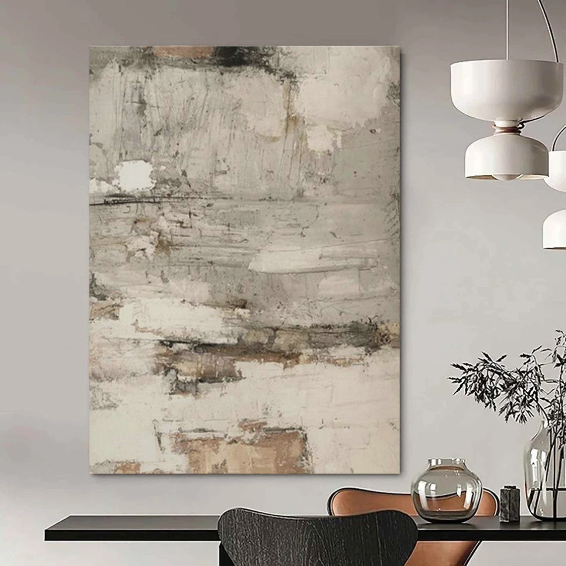 Gray - White Abstract Art for Calming Home Bedroom Ceiling Accents DLZ0209