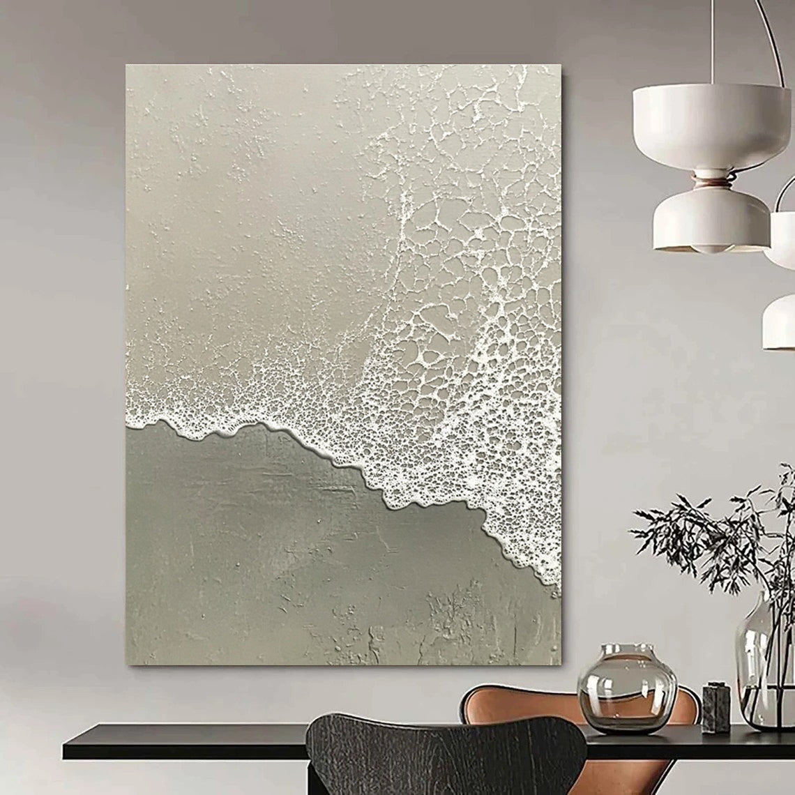 Grey Beach Foam Textures for Modern Minimalist Office & Industrial - Inspired Art Space STSC955