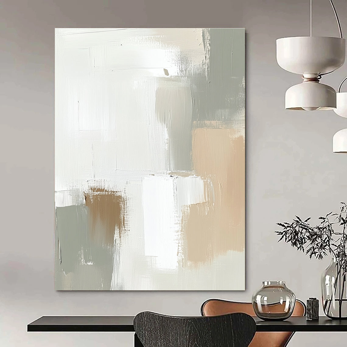 Neutral - Toned Abstract for Scandinavian - Style Home & Calm Meditation Space STSC379