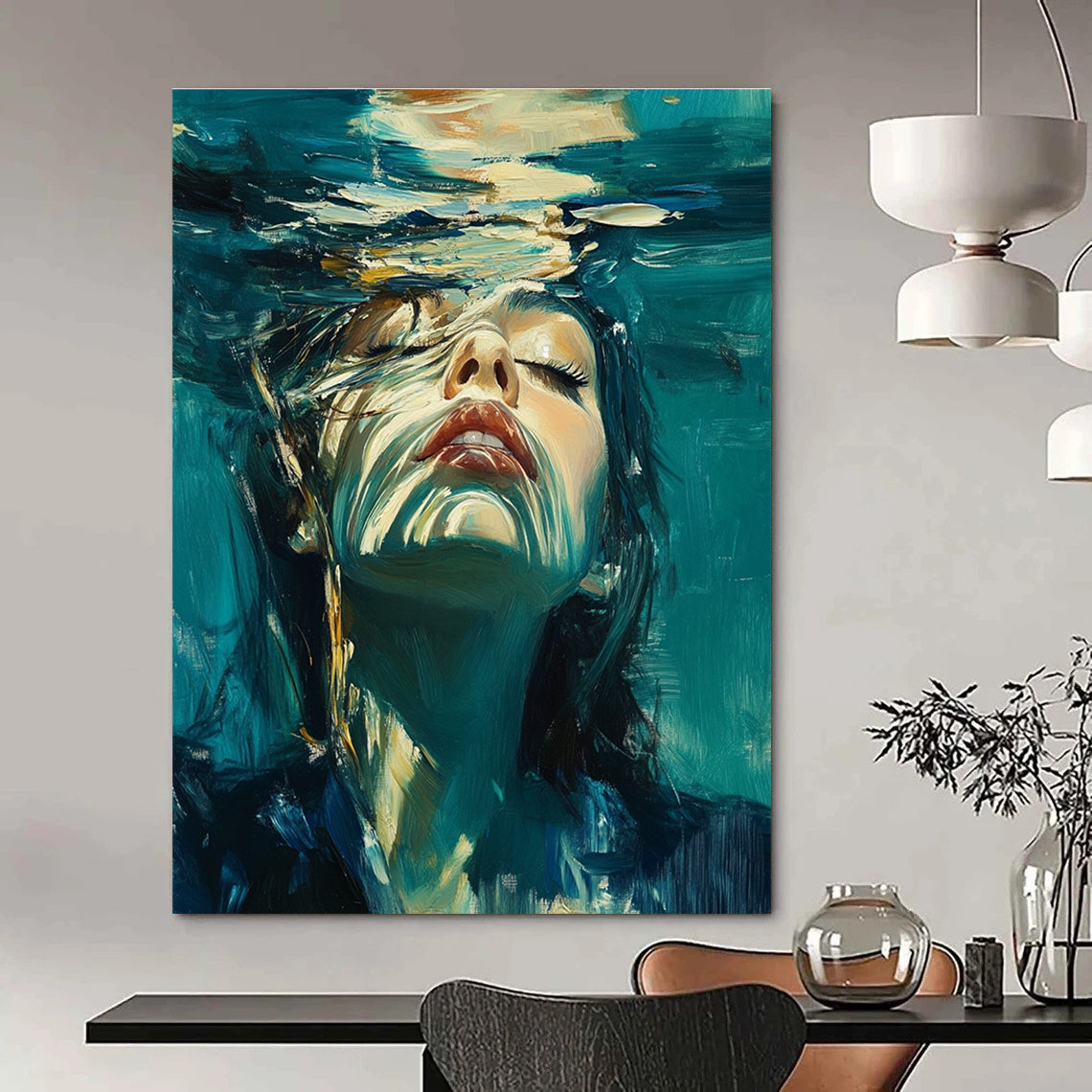 Woman Submerged in Water for Spa Wellness Center & Art - Inspired Home Bathroom STSC178
