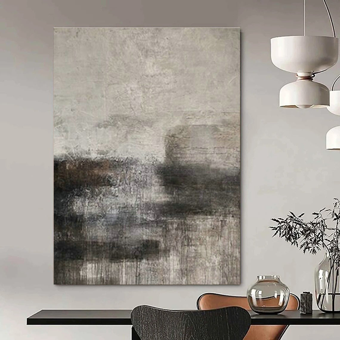 Gray - White - Brown Textured Art for Minimalist Office & Art - Centric Library DLZ1879