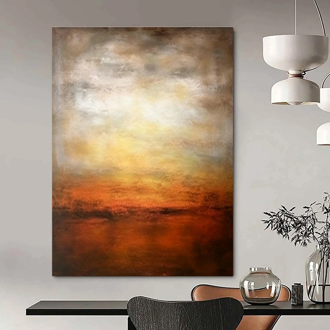 Orange - Yellow Gradient Abstract Art for Living Room & Dining Room DLZ0444