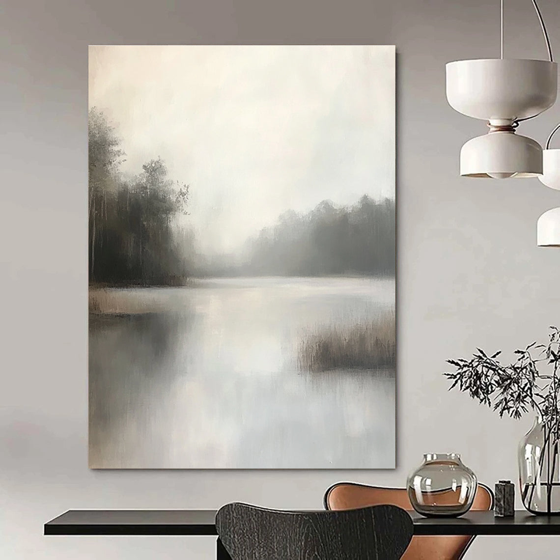 Misty Lake Landscape for Serene Bedroom & Nature - Inspired Café STSC1100