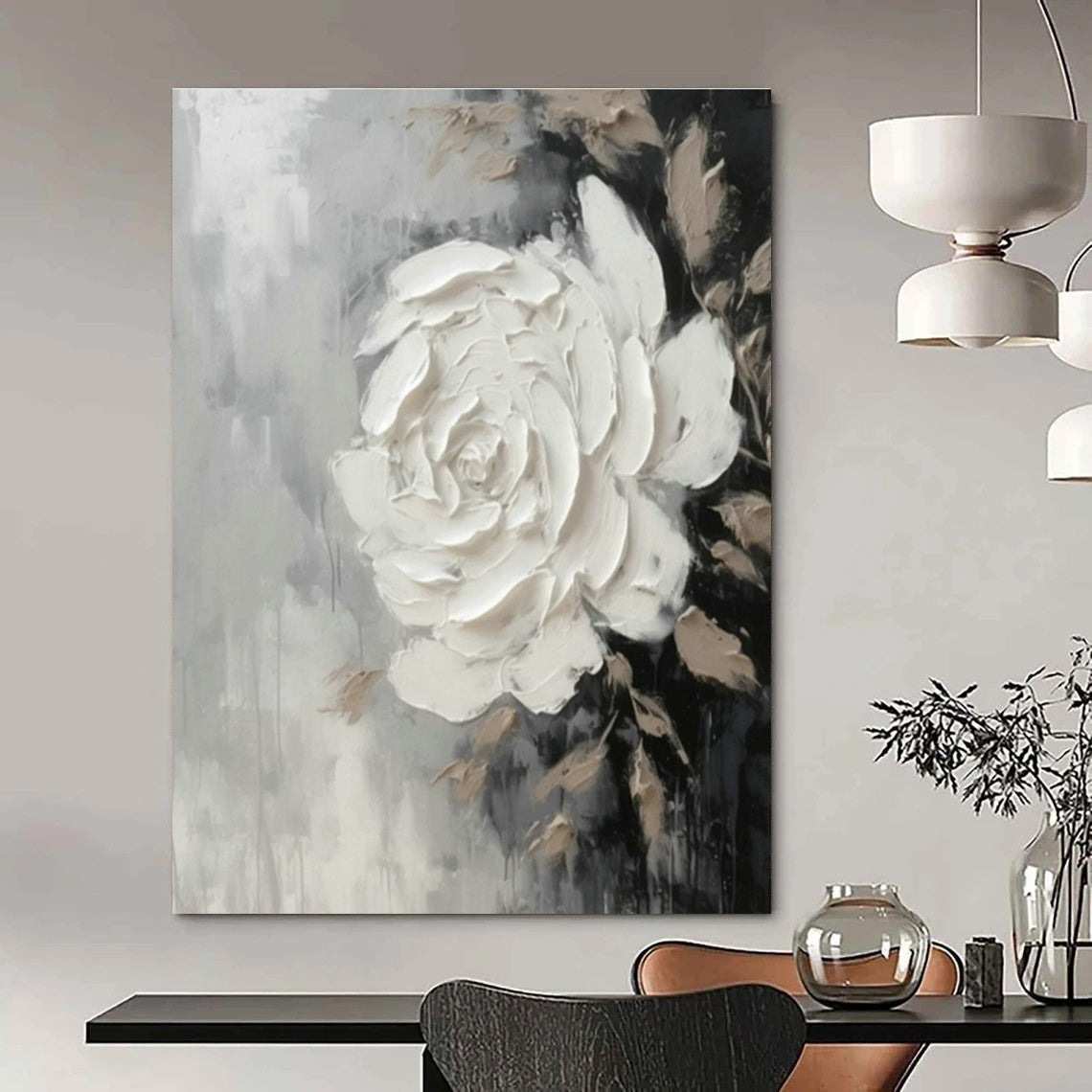 White Flower Abstract for Romantic Bed - and - Breakfast & Feminine Home Boudoir DLZ0897
