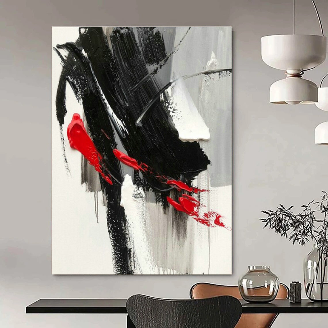 Black - Red - Gray Abstract Art for Rock Music Venue & Edgy Home Office DLZ1669