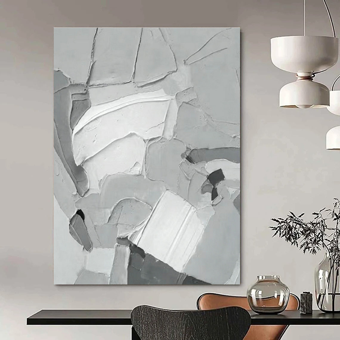 Gray Textured Abstract Art for Industrial Loft & Architecture Firm DLZ0619