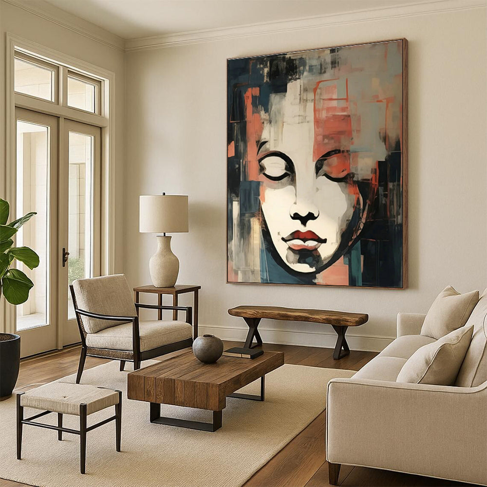 Face Collage Abstract Art for Bohemian Bedroom & Art Gallery Corridor DLZ1715