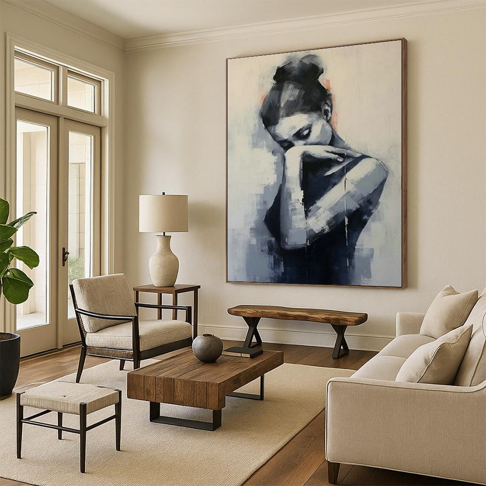 Contemplative Woman Art for Minimalist Study & Emotional Wellness Center DLZ1554