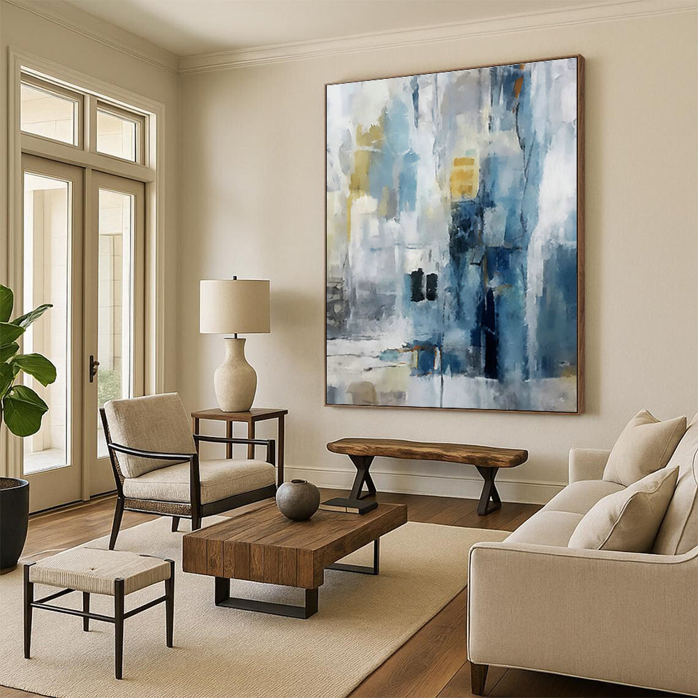 Blue - Gray Architectural Abstract Art for City Hotel & Architect’s Office DLZ0678