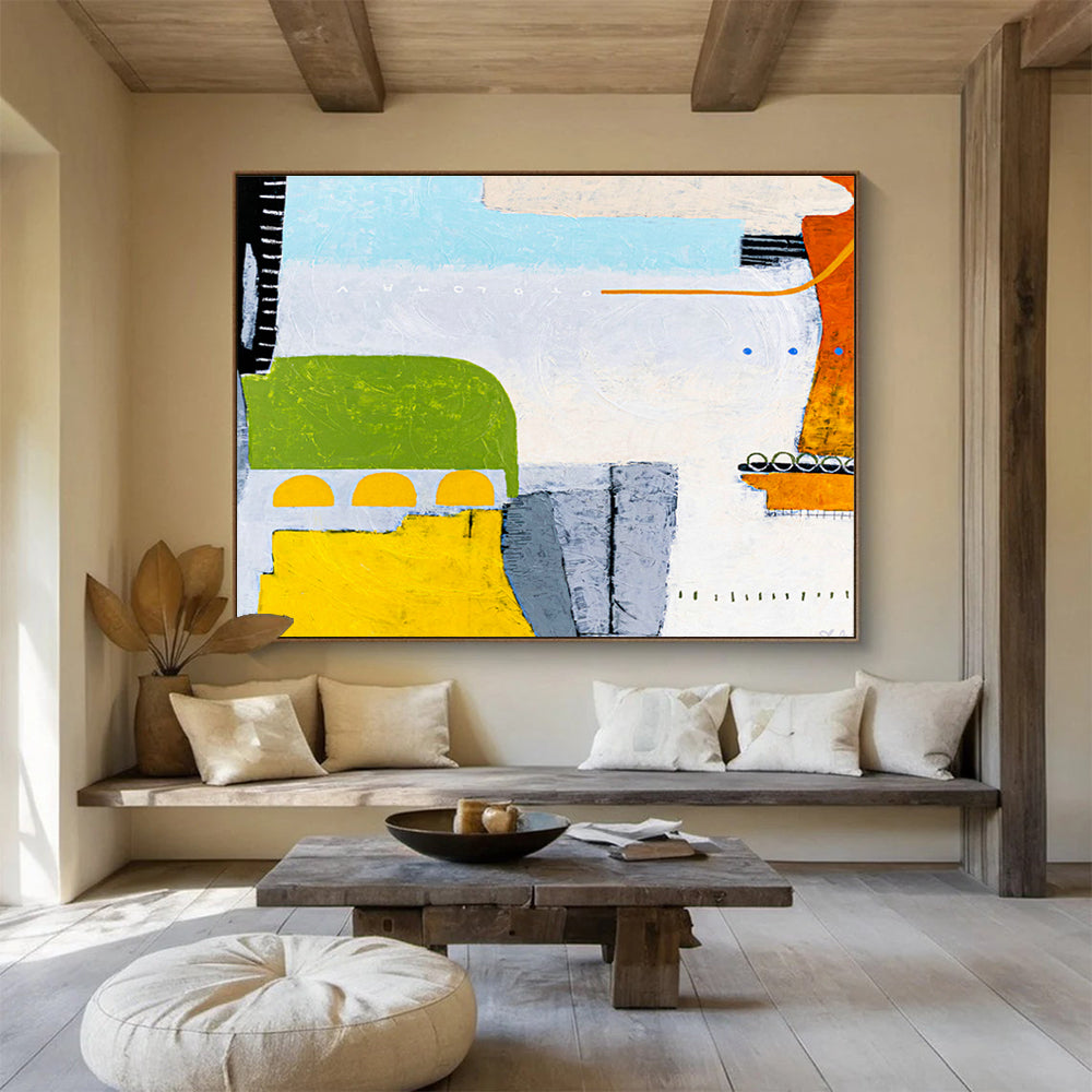 Colorful Geometric Abstract Art for Family - Friendly Restaurant DLZ2929