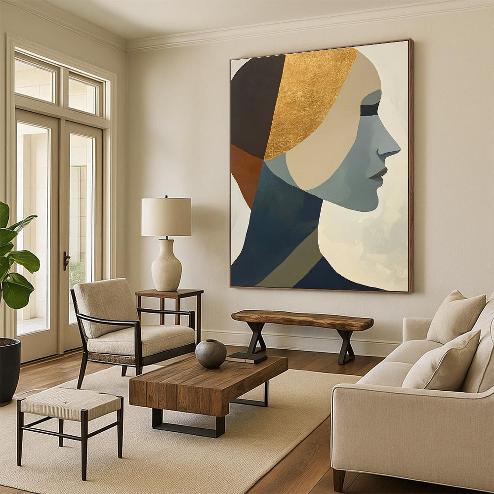 Gold - Accented Portrait Art for Bedroom & Salon STSC692