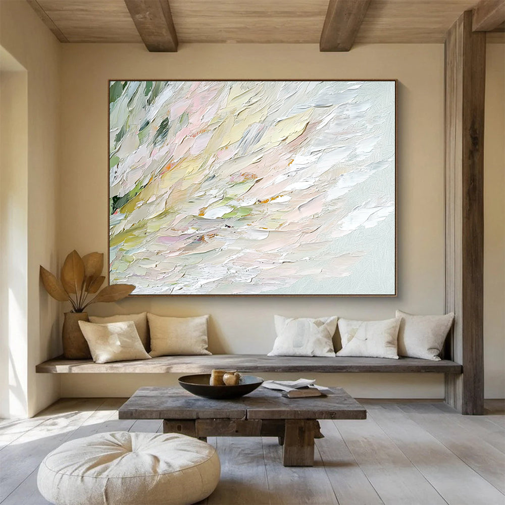 Soft Colorful Feathery Strokes Art for Elegant Bedroom & Art Gallery SC450