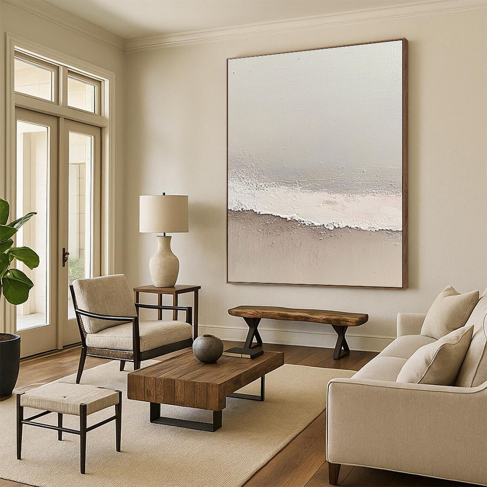 Minimalist Beige and White Art for Modern Home Office & Calm Home Library STSC1427