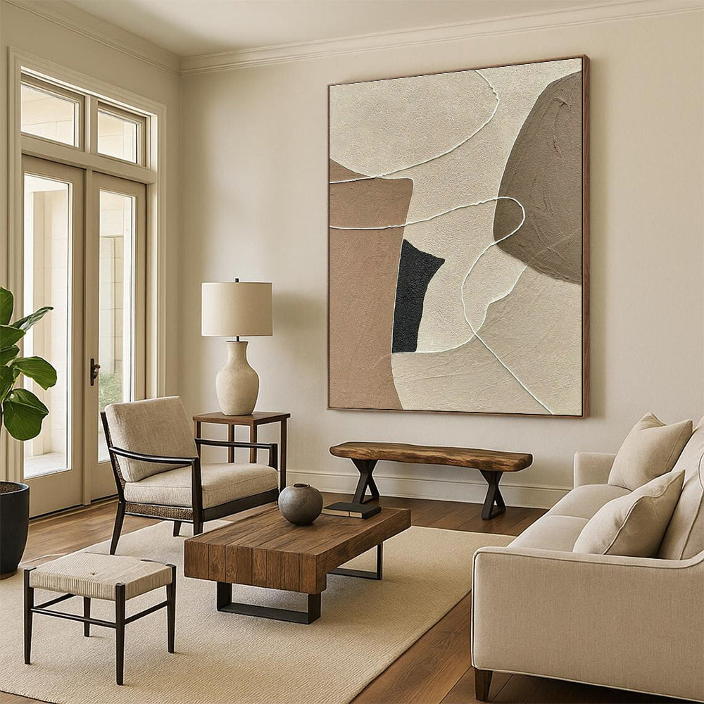 Neutral Geometric Line Art for Minimalist Interior Design Studio & Serene Yoga Retreat DLZ1506