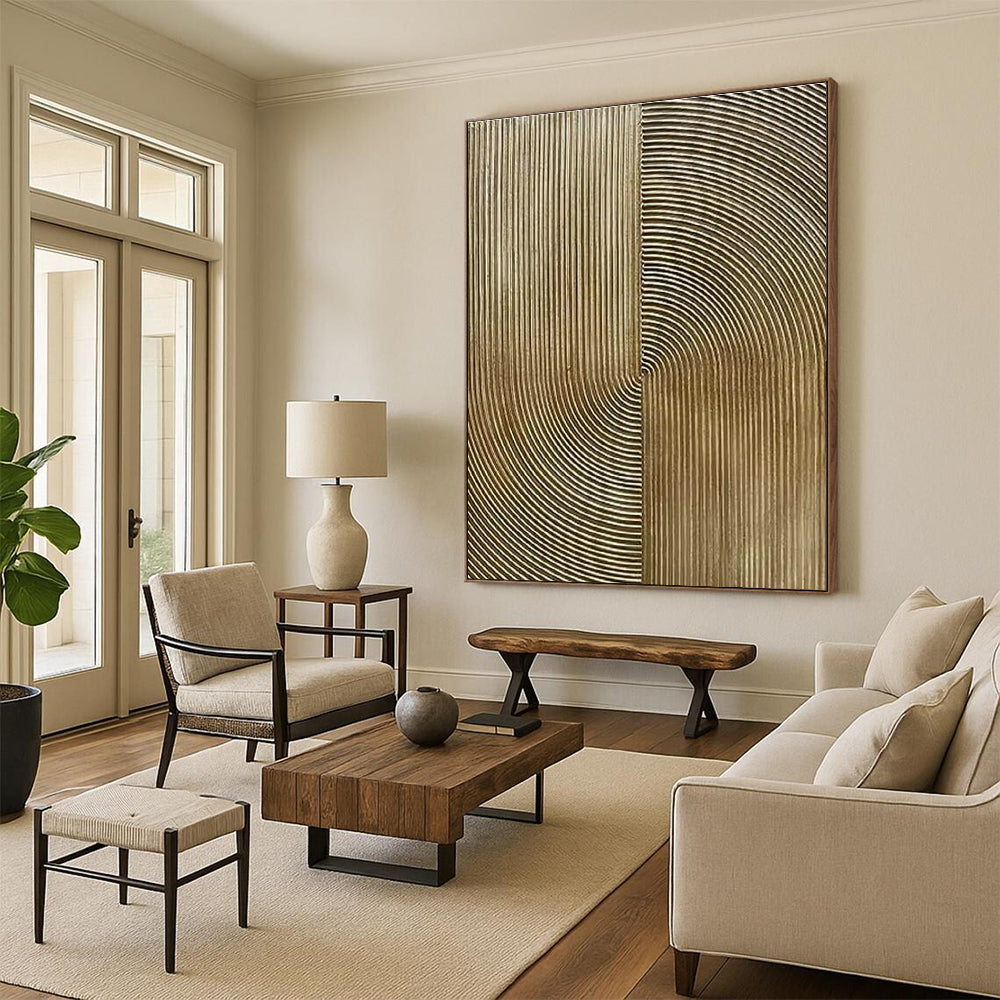 Gold - Lined Abstract Art for Luxury Boutique & High - End Office Reception DLZ1772