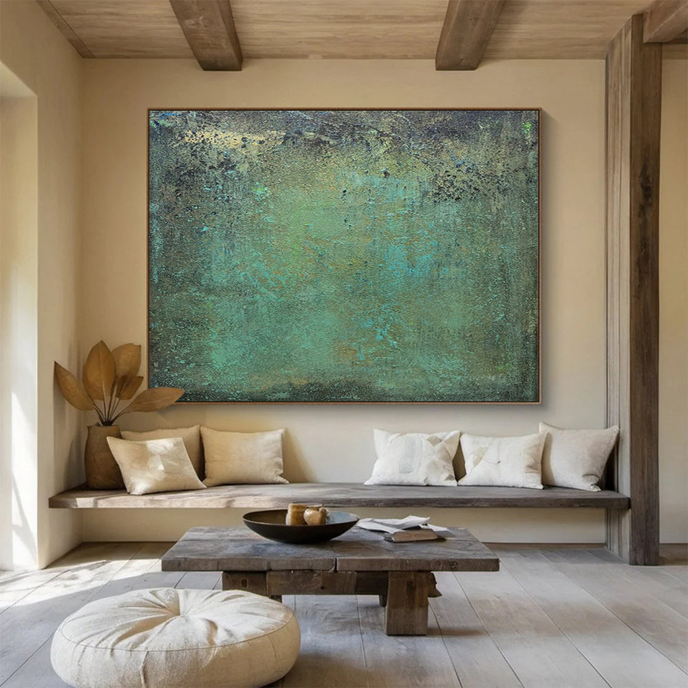 Teal - Brown Textured Abstract for Rustic Art Gallery DLZ2984