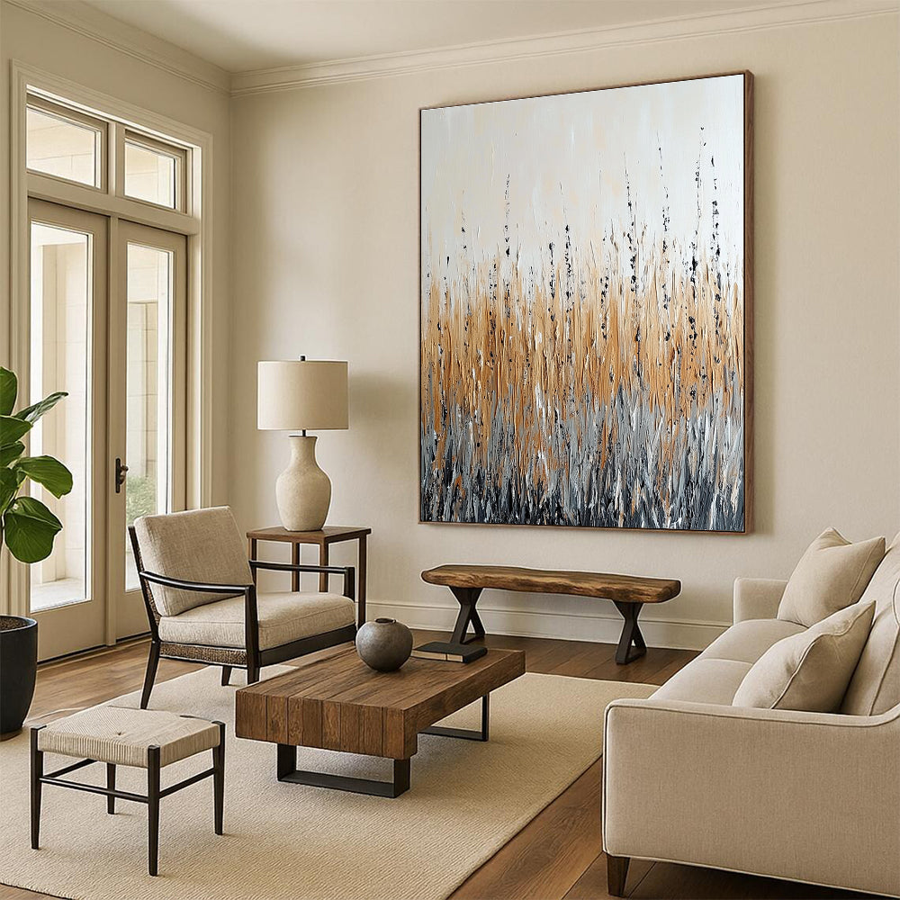 Neutral Grass Abstract for Minimalist Bedroom & Rustic Home Office STSC284