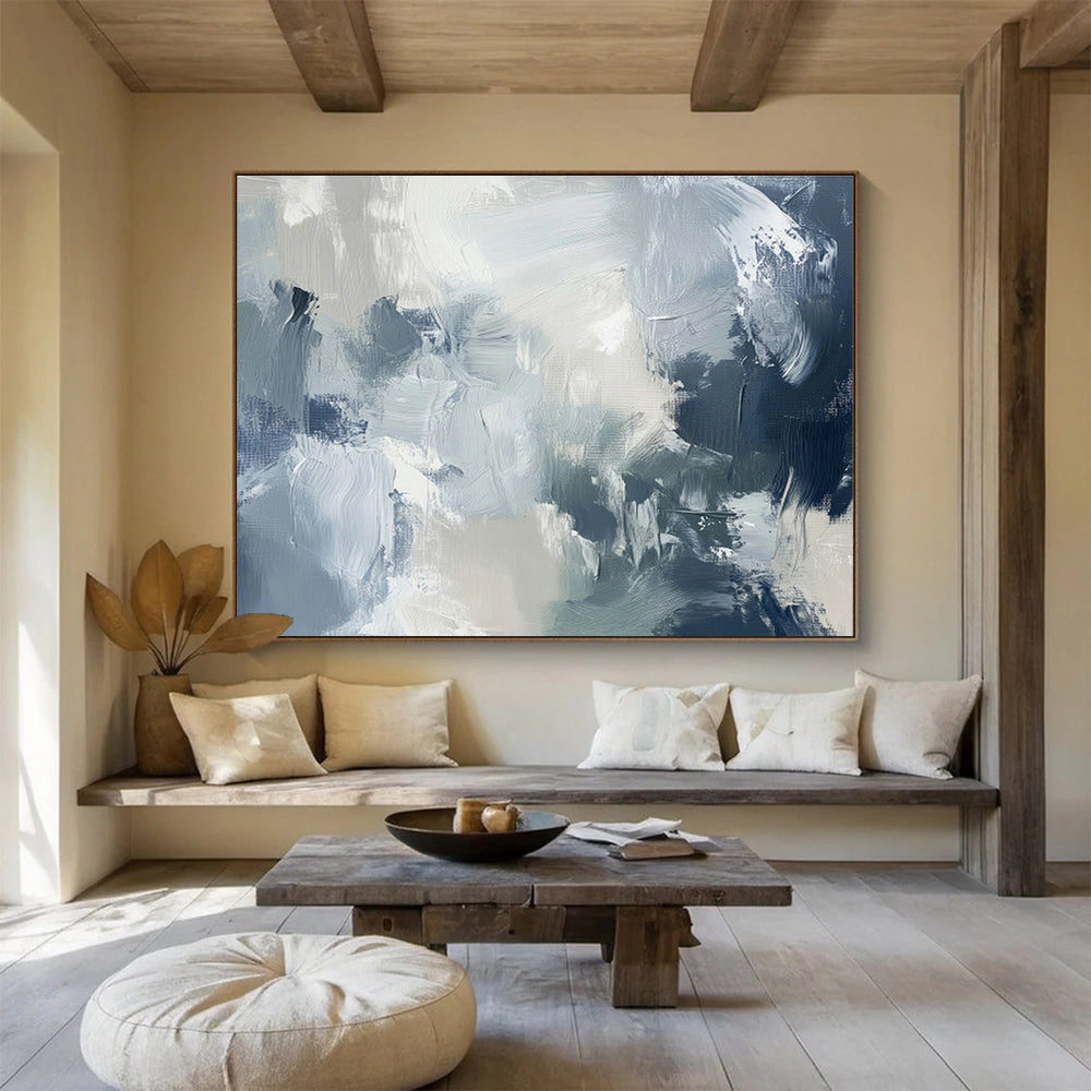 Gray - Blue Abstract Art for Contemporary Hotel Room Headboards DLZ2621