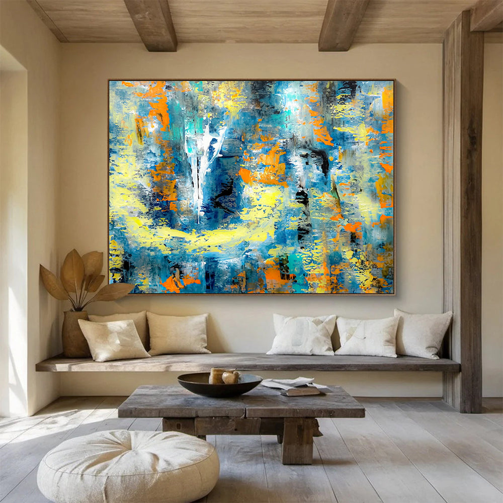 Blue - Yellow Abstract Art for Modern Office Break Room Walls DLZ3308