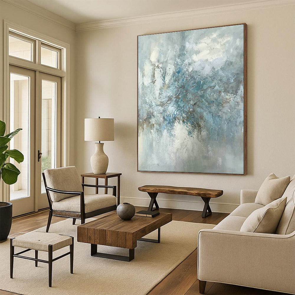 Blue - Grey Abstract Art for Living Room & Bedroom DLZ0475