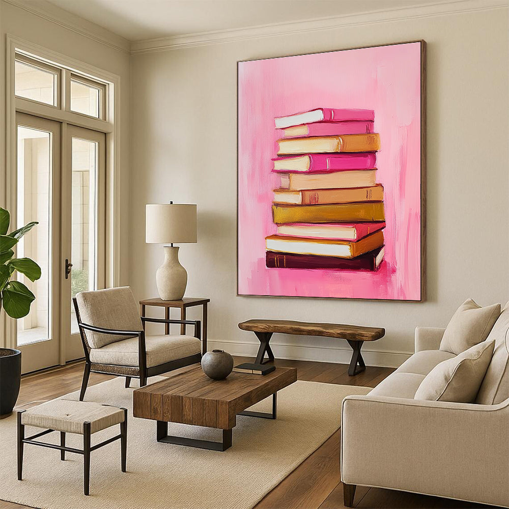 Pink Stack of Books for Book Lover’s Bedroom & Literary Café STSC1209