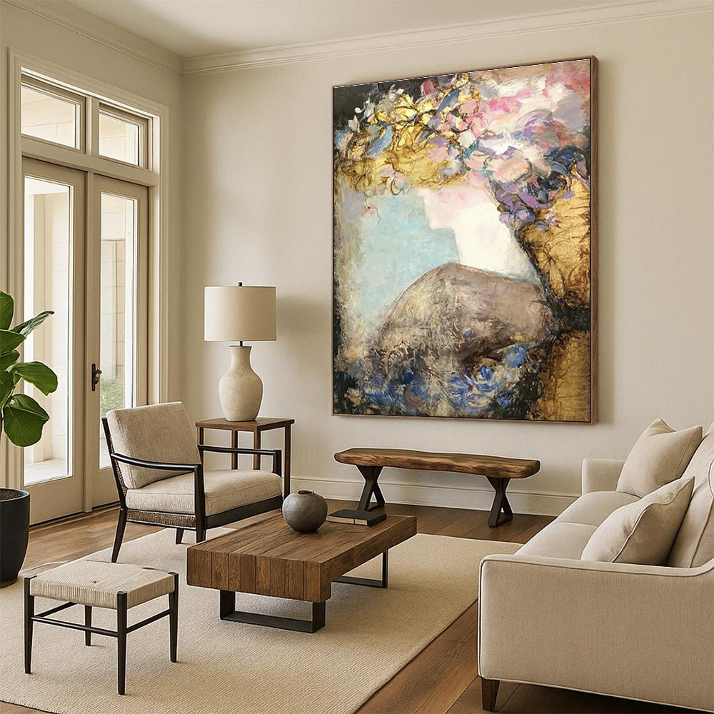 Floral Shadow Female Abstract Art for Bridal Salon & Flower Shop Lounge DLZ0636