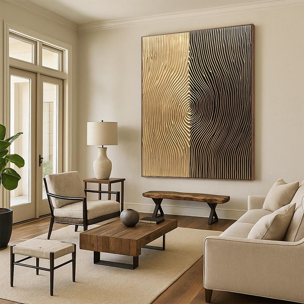 Gold and Black Textured Art for Luxurious Hotel Lobby & Modern Office Reception STSC1214