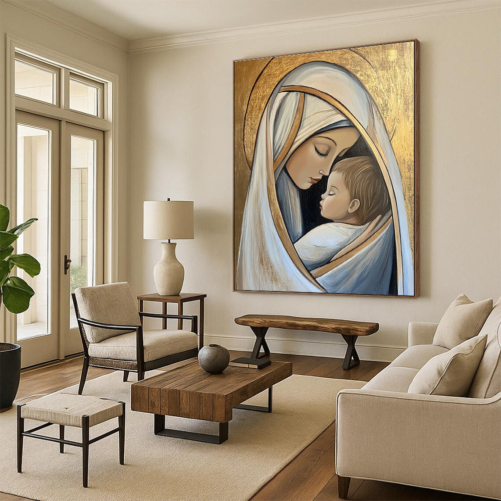 Madonna and Child Art for Religious Institution & Serene Home Prayer Room STSC1434