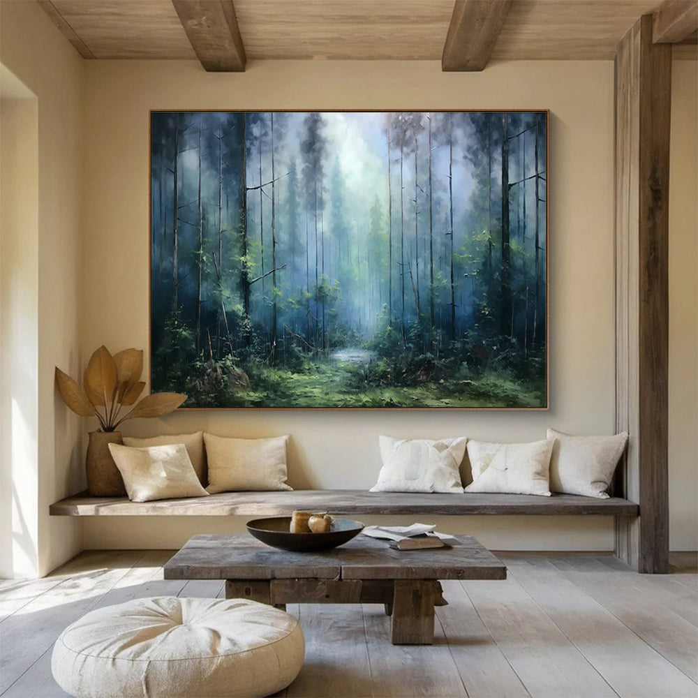 Misty Forest Landscape Art for Nature - Lover’s Cabin Bedroom Walls DLZ3253