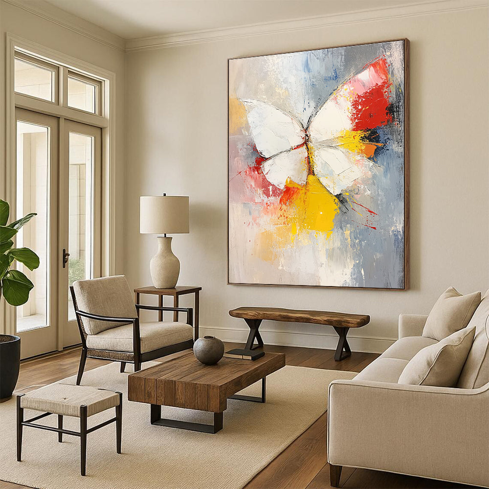 Textured Butterfly Painting for Bohemian Bedroom & Nature - Inspired Gallery STSC552