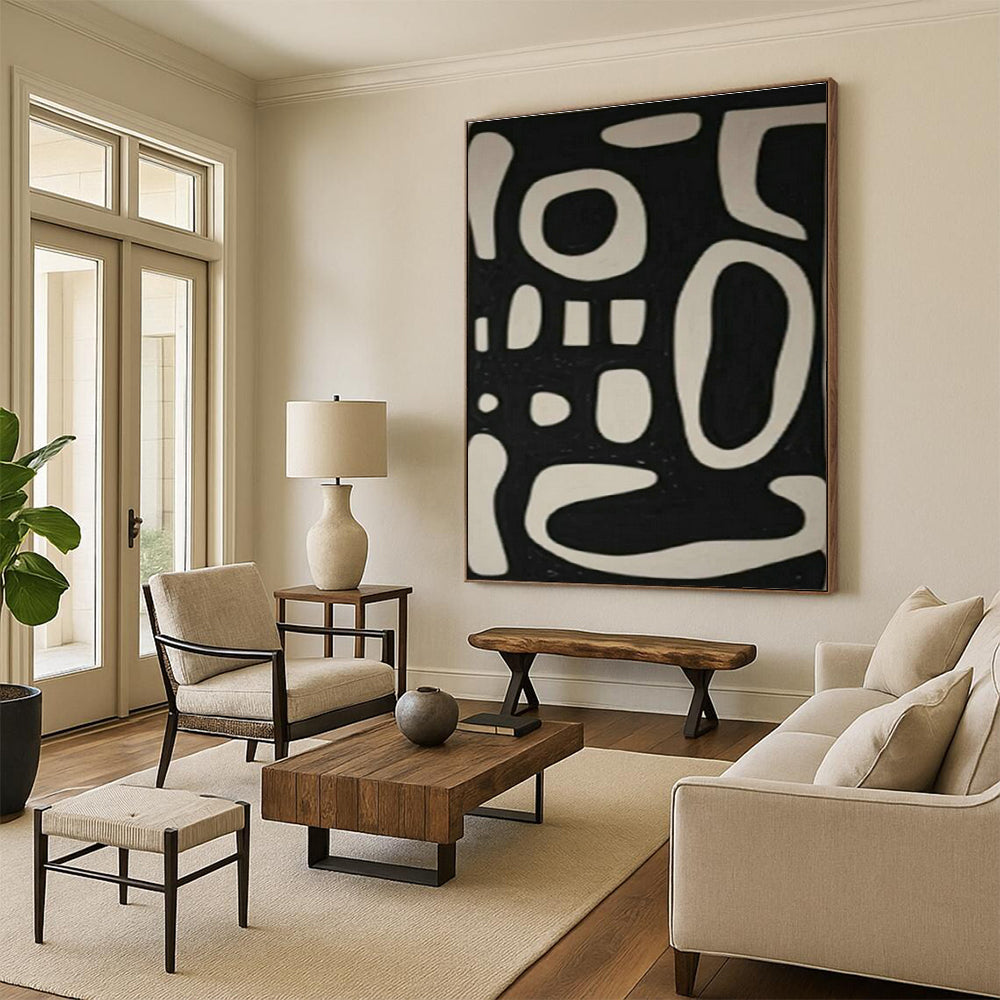 Black and White Symbolic Abstract Art for Bohemian - Inspired Home & Creative Collective Space DLZ1977